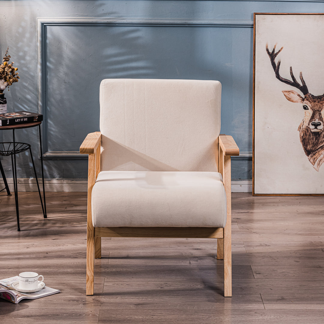 LOUIS Massivt Træ Beige Velour Loungestol