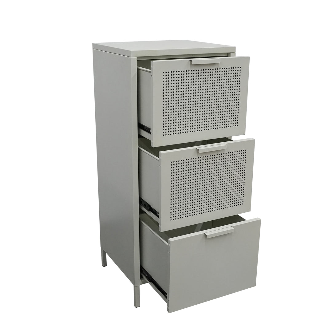 NURMES opbevaringsskab med 3 vippeskuffer – Beige