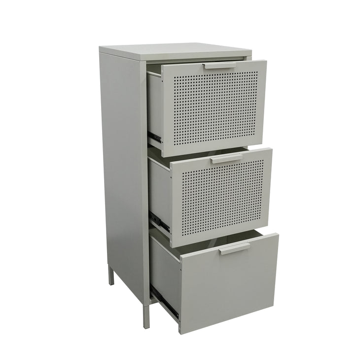 NURMES opbevaringsskab med 3 vippeskuffer – Beige