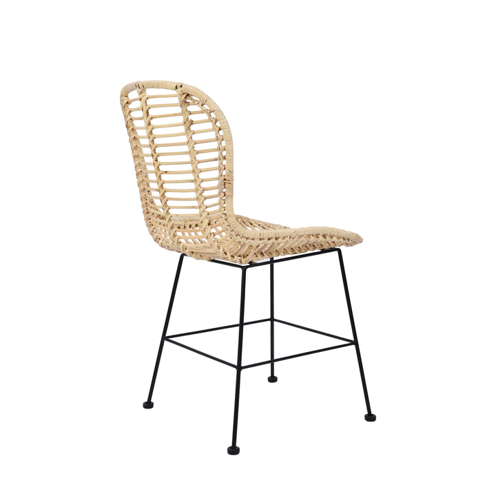 BORONG Sæt med 2 spisebordsstole i metal og naturlig rattan