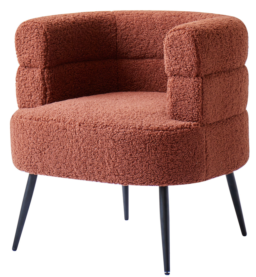 KORGEN Bouclé loungestol i metal og terracotta