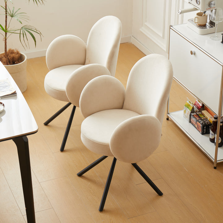 HELSINKI Sæt med 2 skandinaviske drejestole i metal i beige velour