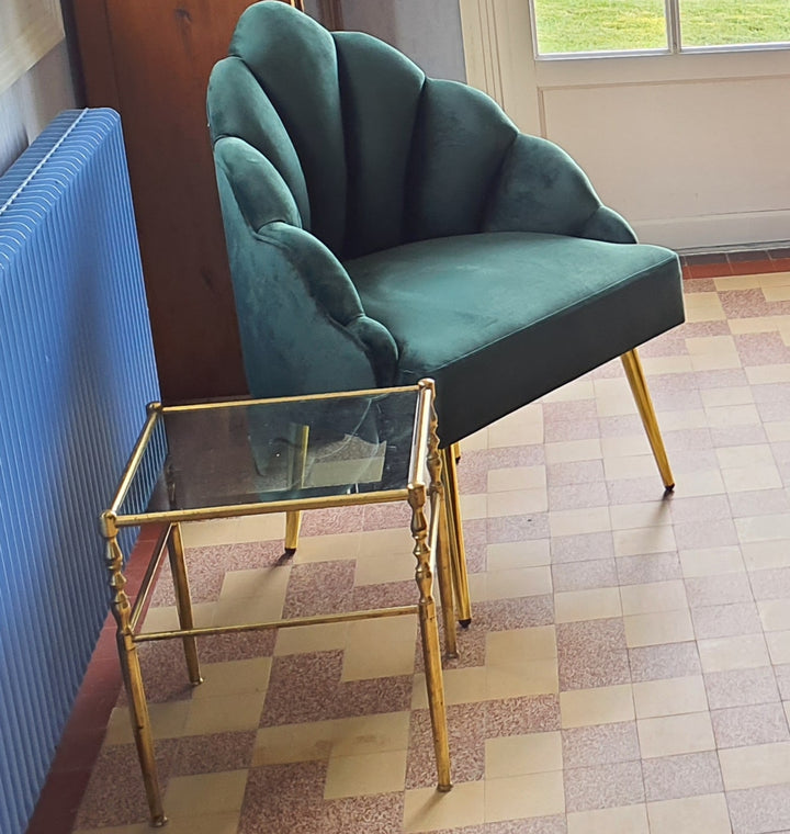BOLGE Retro Metal og Grøn Velour Lounge Chair