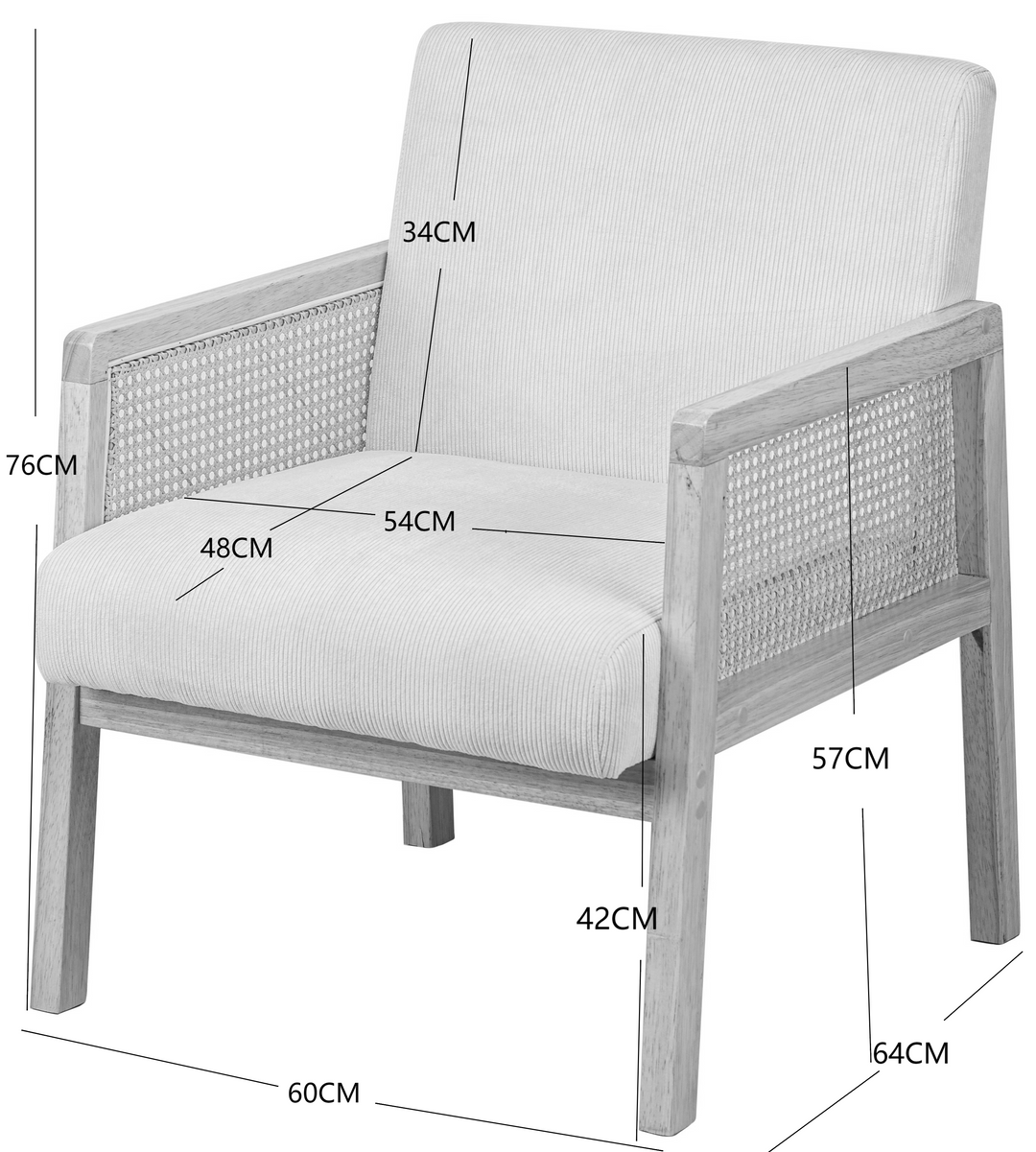 BORGO ood loungestol i rattan og corduroy terrakotta