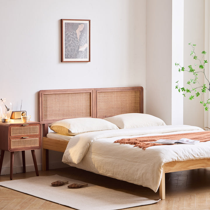 RORVIK Sengegavl i træ og rattan