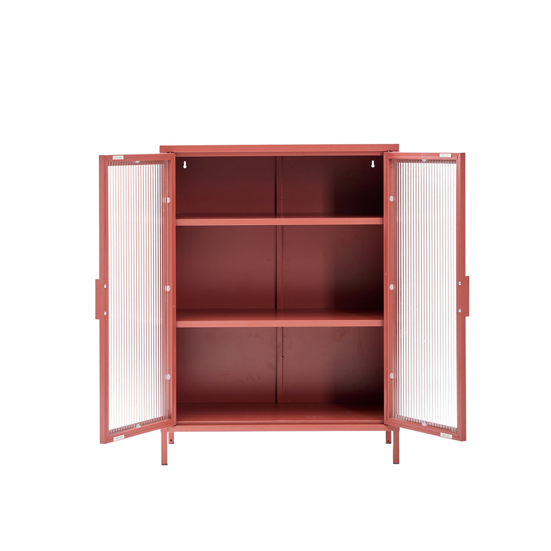 SKIEN skænk med 2 glaslåger – Terracotta