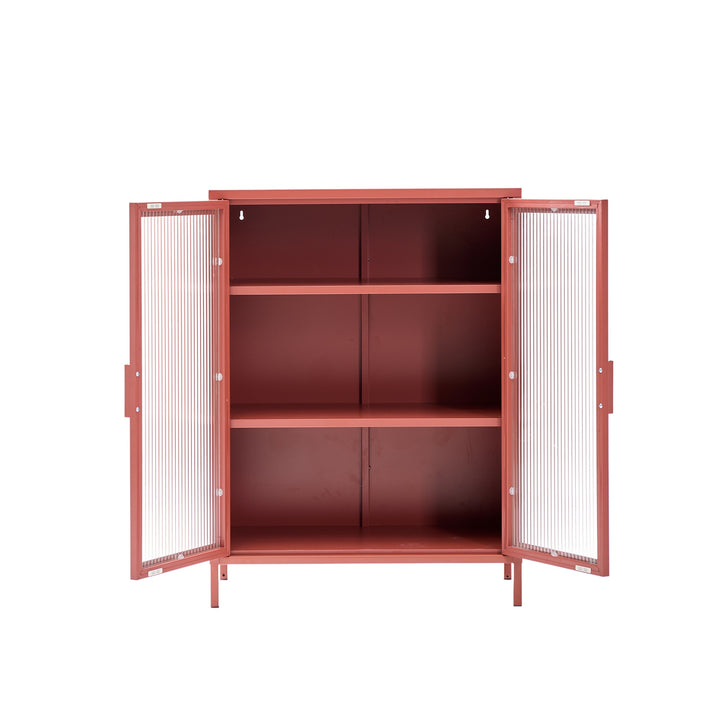 SKIEN skænk med 2 glaslåger – Terracotta