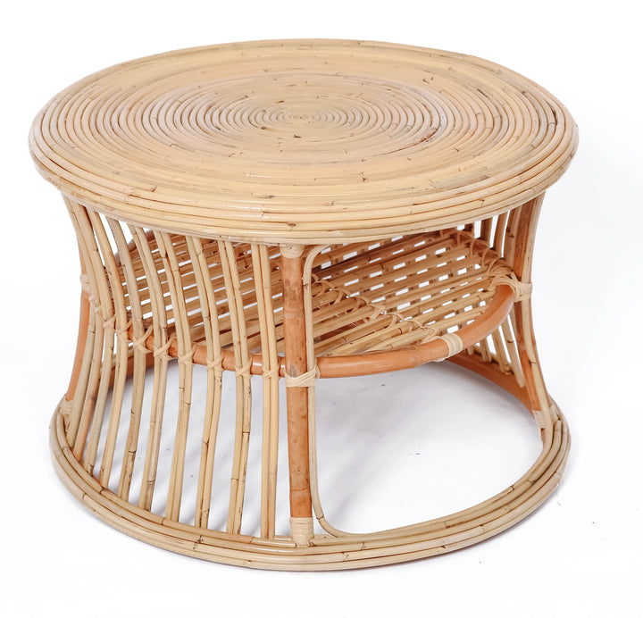SERAM naturlig rattan og beige stofpuf