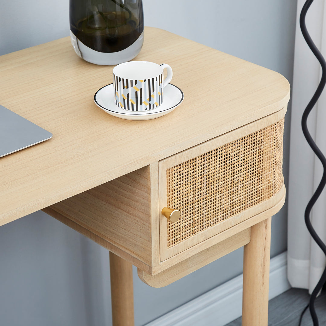 TOYAMA skrivebord med skuffer – naturlig rattan og moderne design