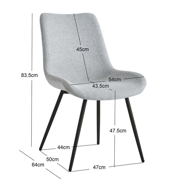 KOGE Sæt med 2 spisebordsstole i metal og beige stof