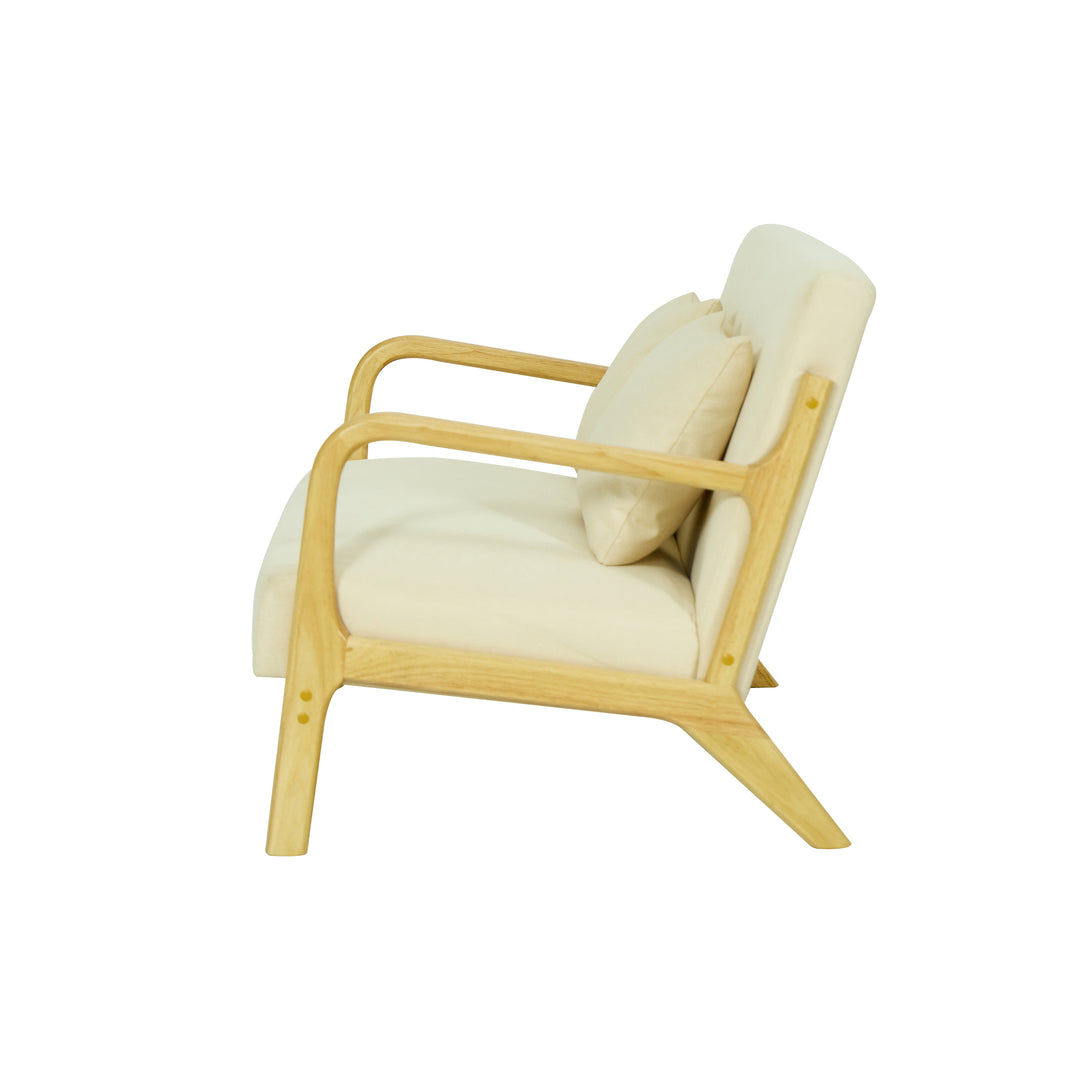 OHAMA2SEATERS 2-personers sofabænk i massivt træ og beige stof