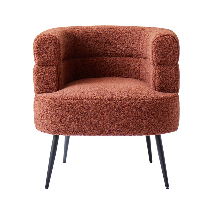 KORGEN Bouclé loungestol i metal og terracotta