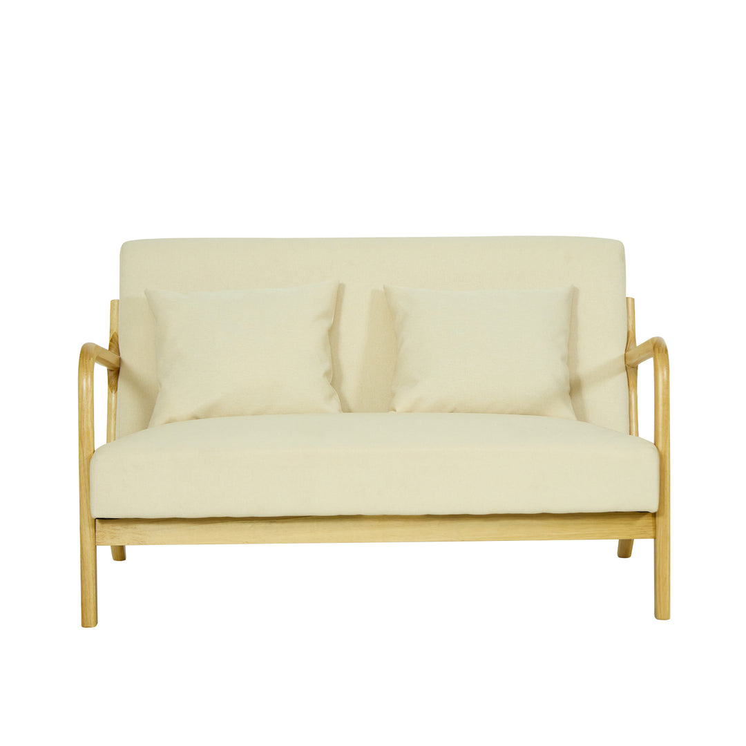 OHAMA2SEATERS 2-personers sofabænk i massivt træ og beige stof