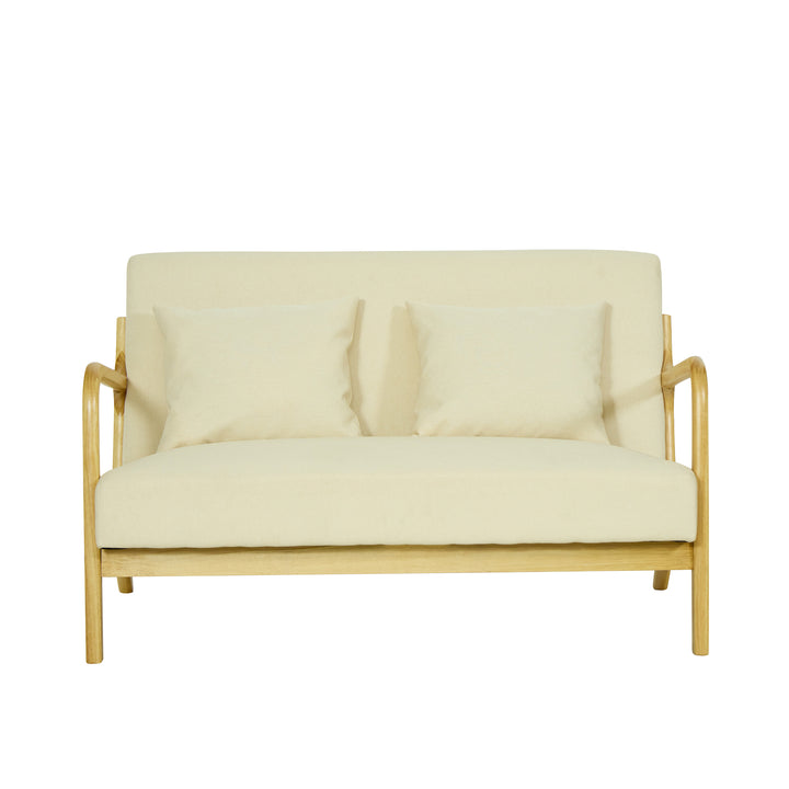 OHAMA2SEATERS 2-personers sofabænk i massivt træ og beige stof