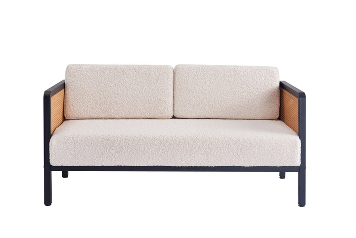 SOFOREBRO 3-personers sofa i flet og hvid bouclé