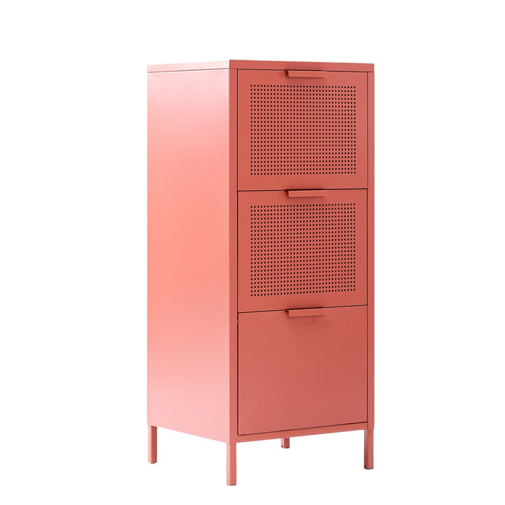 NURMES opbevaringsskab med 3 vippeskuffer – Terracotta