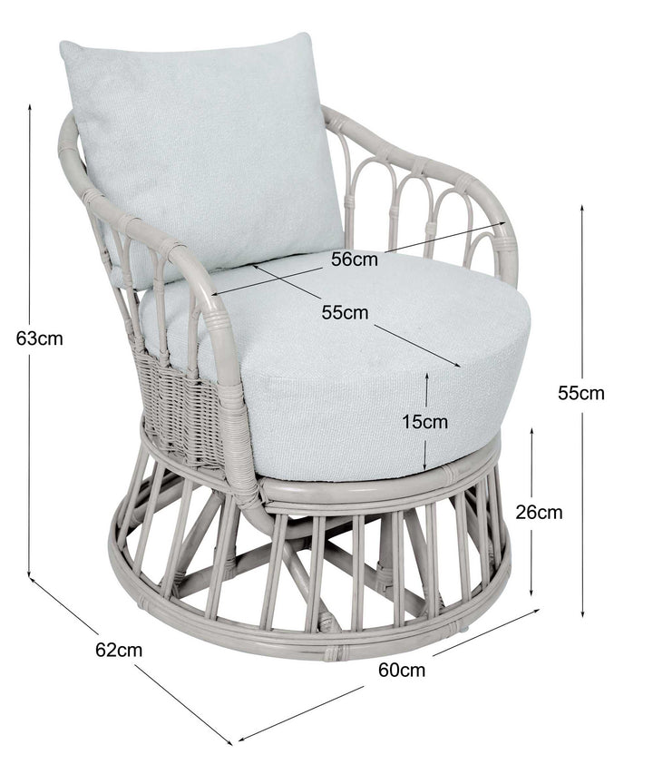 PALOPO Lænestol i naturlig rattan og beige stof