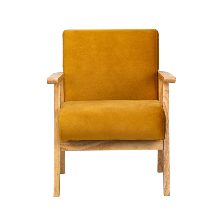 LOUIS Massivt Træ Gul Velour Loungestol