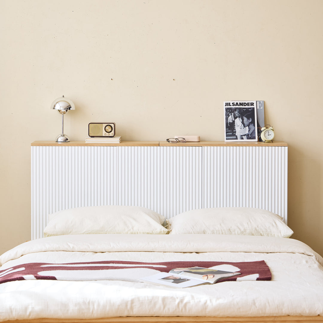 ESLOV Sengegavl i massivt træ, 160 cm, med opbevaring, hvid
