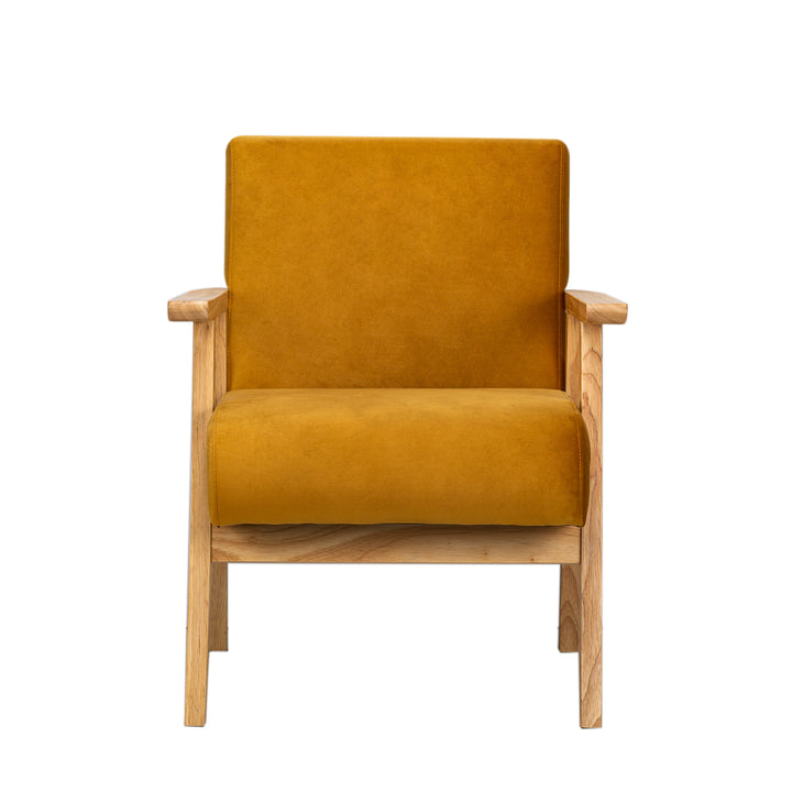 LOUIS Massivt Træ Gul Velour Loungestol