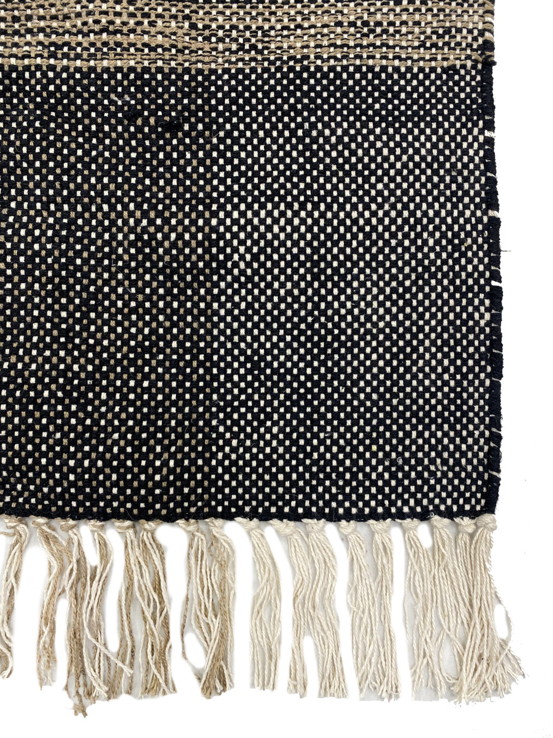 REISA Rektangulært bomuldstæppe med sorte og beige mønstre 180 x 120 cm