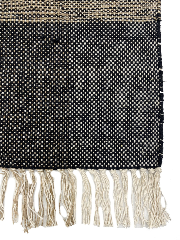 REISA Rektangulært bomuldstæppe med sorte og beige mønstre 180 x 120 cm