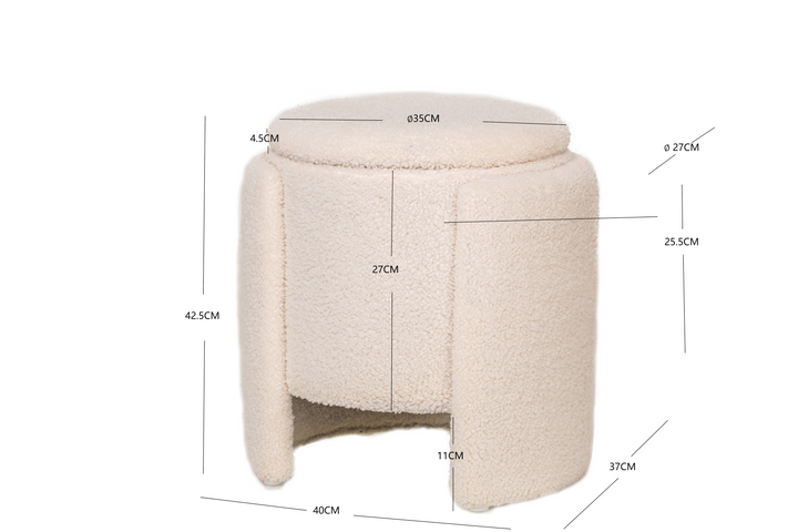 POUFMOSS Hvid Bouclé Puf