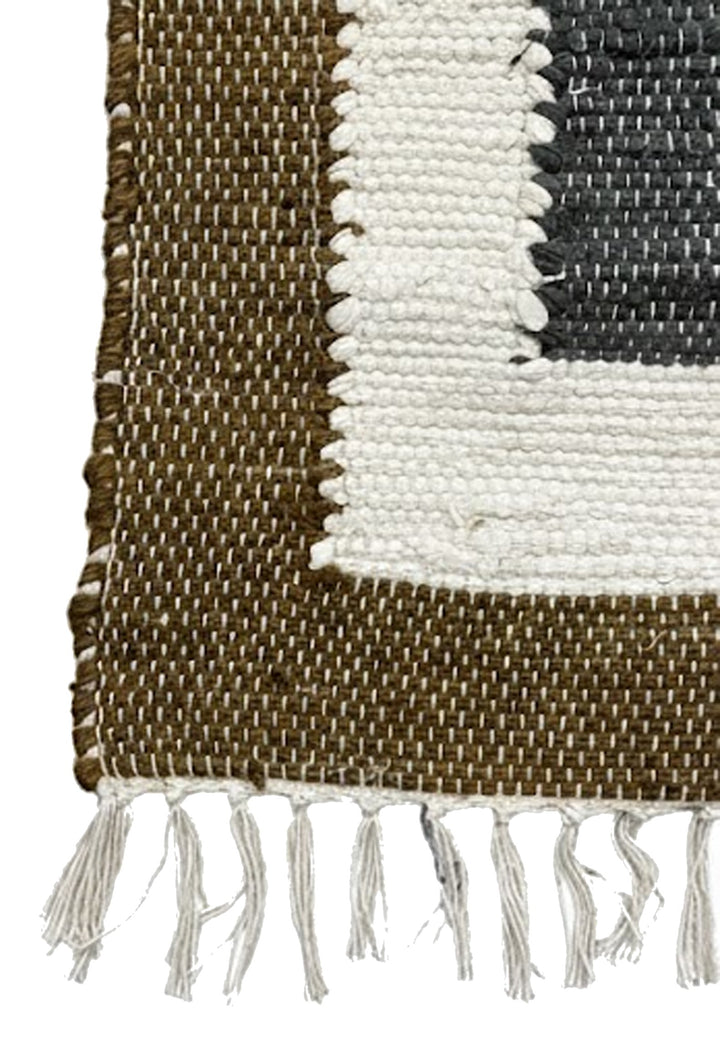 KOLARI Rektangulært bomuldstæppe med brune og beige mønstre 180 x 120 cm