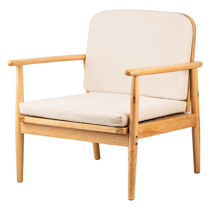 SURABAYA Massivt træ og Beige Stof Loungestol