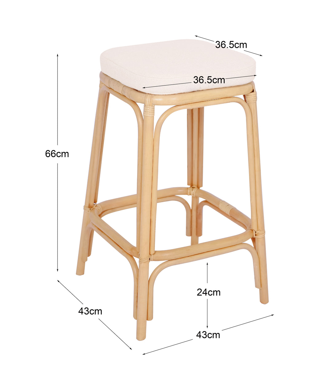 OBIRA Sæt med 2 barstole i beige, naturlig rattan