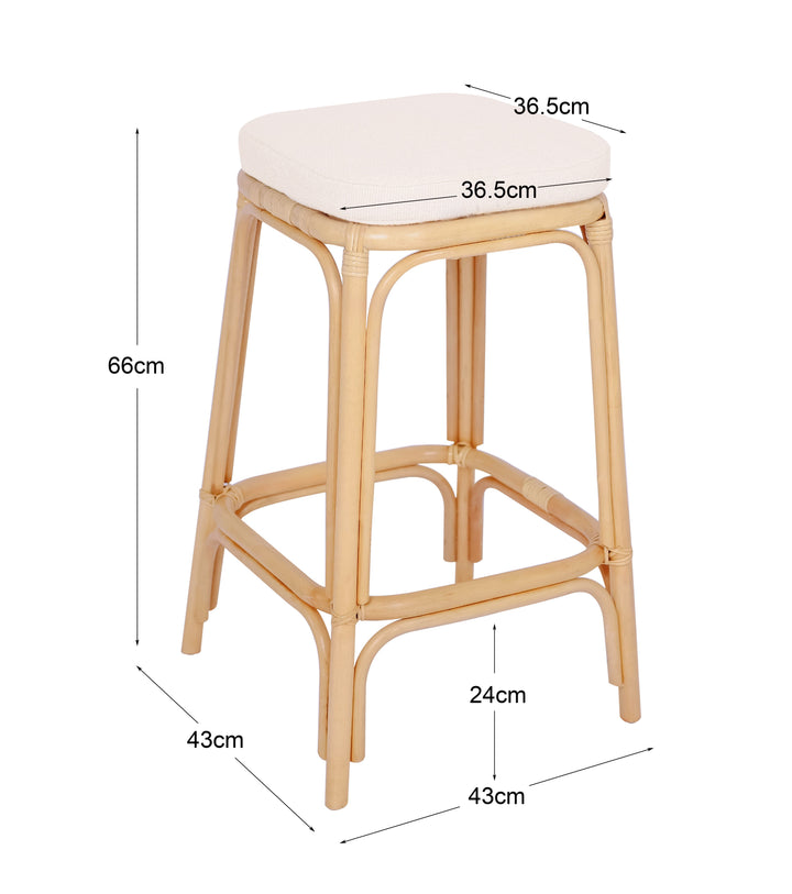 OBIRA Sæt med 2 barstole i beige, naturlig rattan