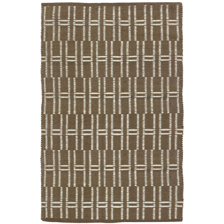 SKOVDE Rektangulært bomuldstæppe med brune og beige mønstre 90 x 60 cm