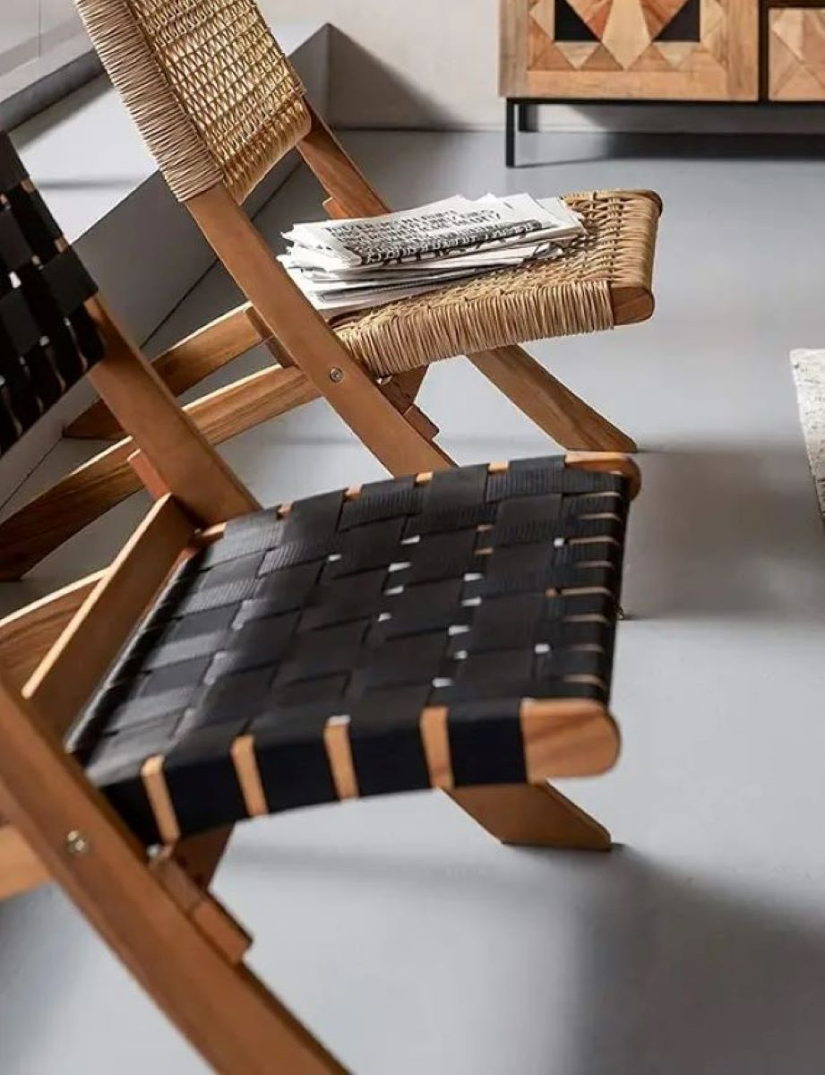 JANEIRO Loungestol i akacie og sort nylon