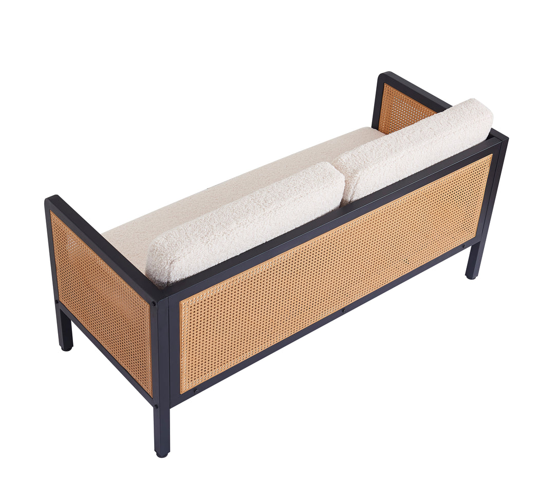 SOFOREBRO 3-personers sofa i flet og hvid bouclé