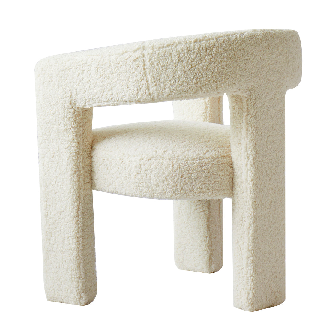 ARUSHA White Bouclé Lounge Chair