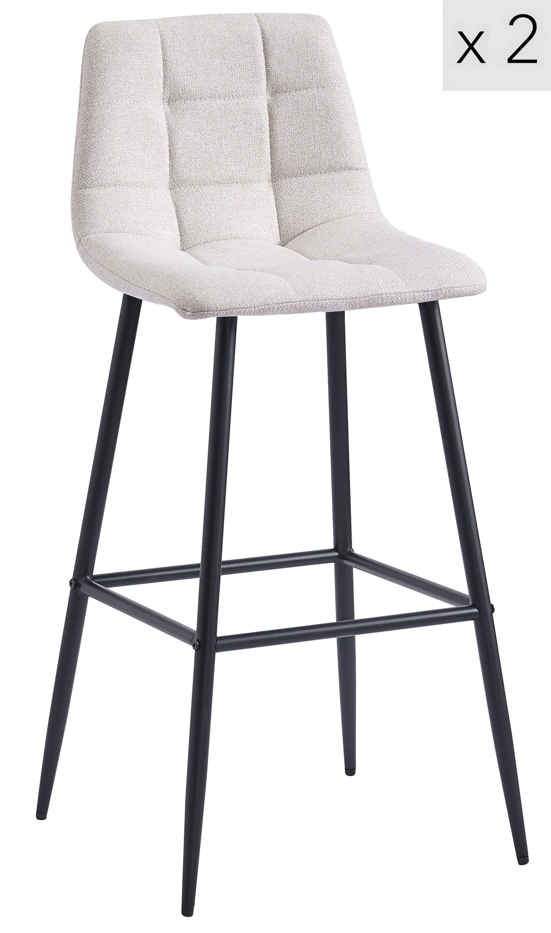 TABBJORN Sæt med 2 barstole i metal og beige stof