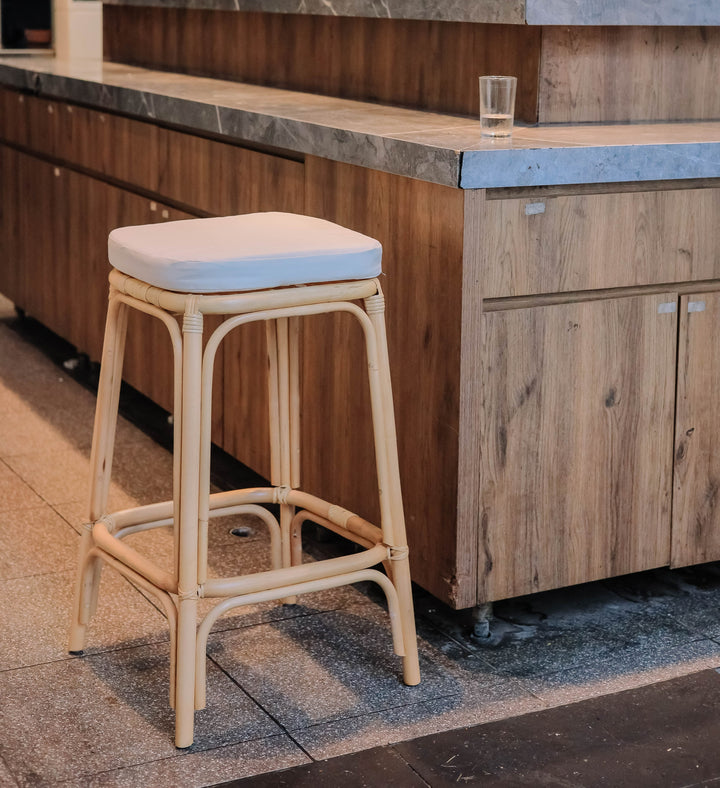 OBIRA Sæt med 2 barstole i beige, naturlig rattan