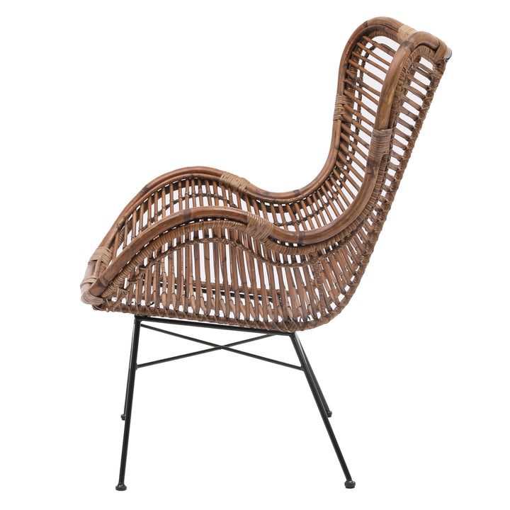 JAKARTA lænestol i metal og naturrotting