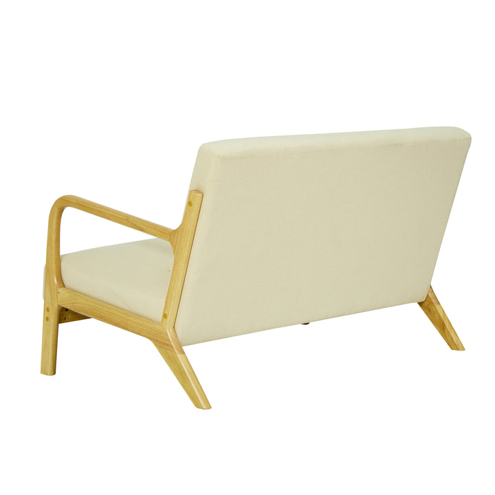 OHAMA2SEATERS 2-personers sofabænk i massivt træ og beige stof