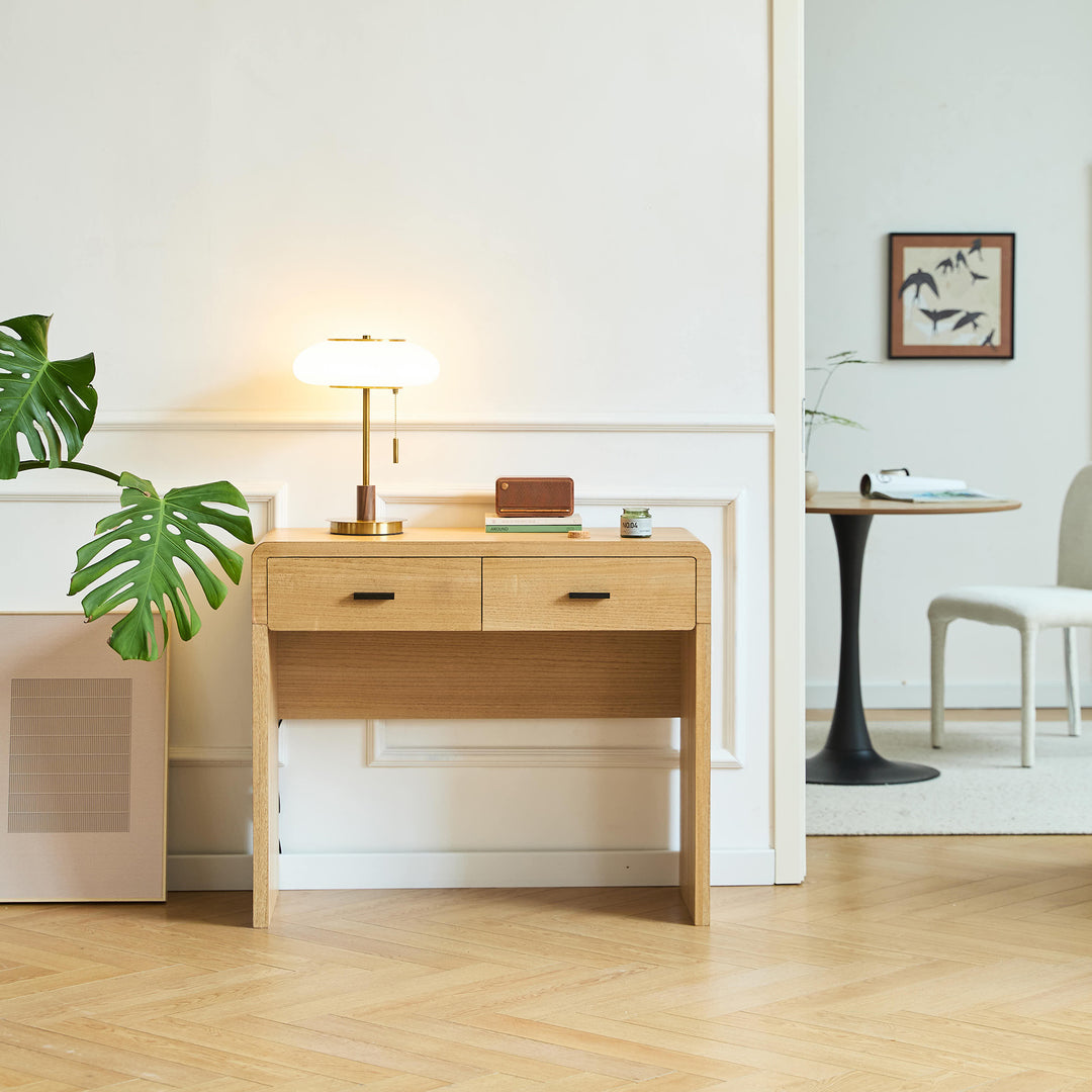 CONSKIVE Trækonsol med 2 skuffer og metalhåndtag