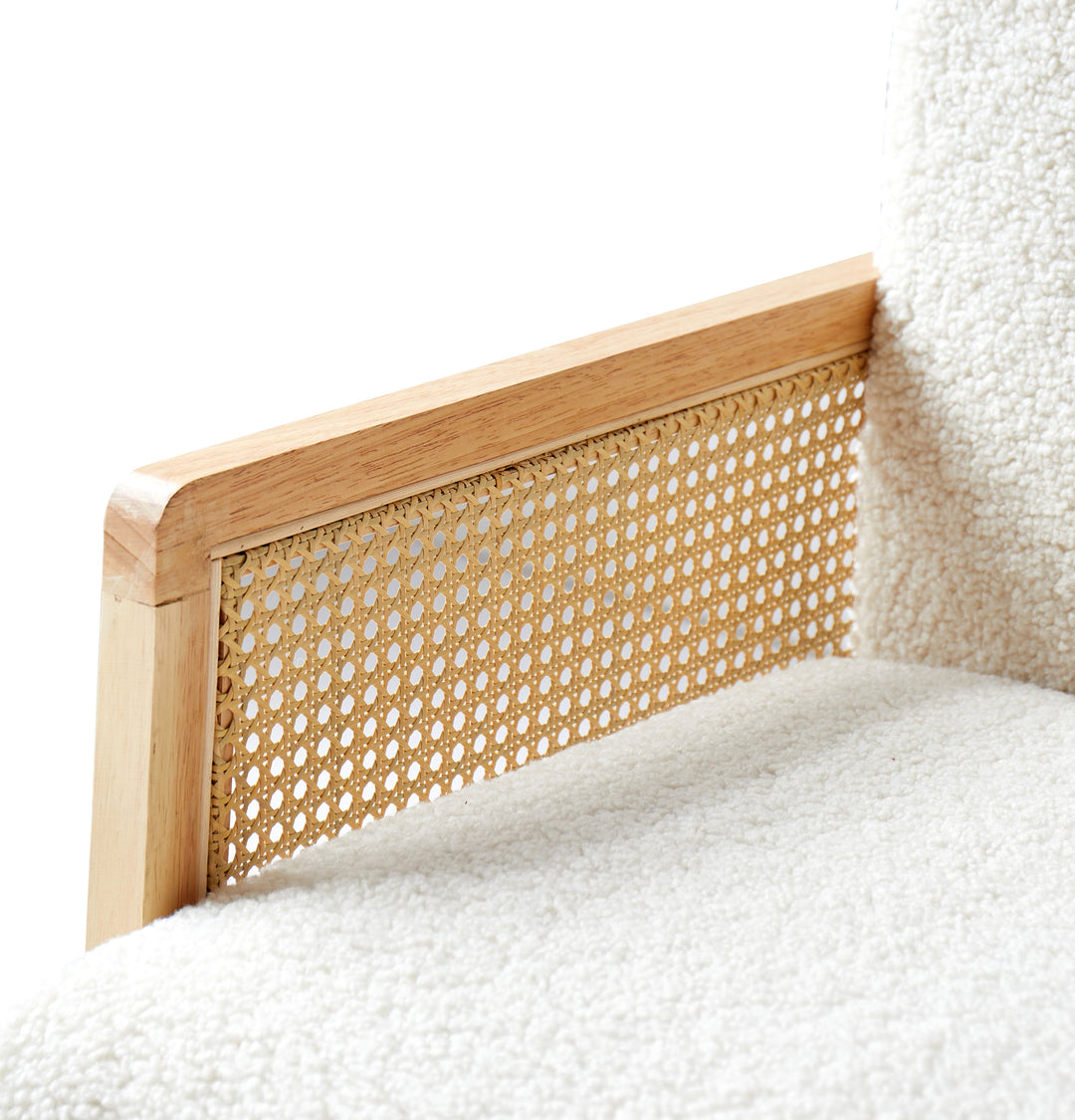 BORGO ood loungestol i rattan og bouclé hvid