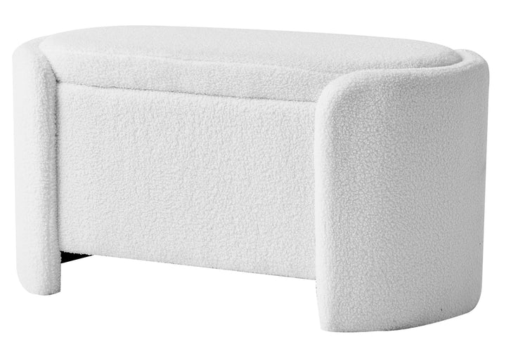 MOSS White Bouclé Opbevaringsbænk