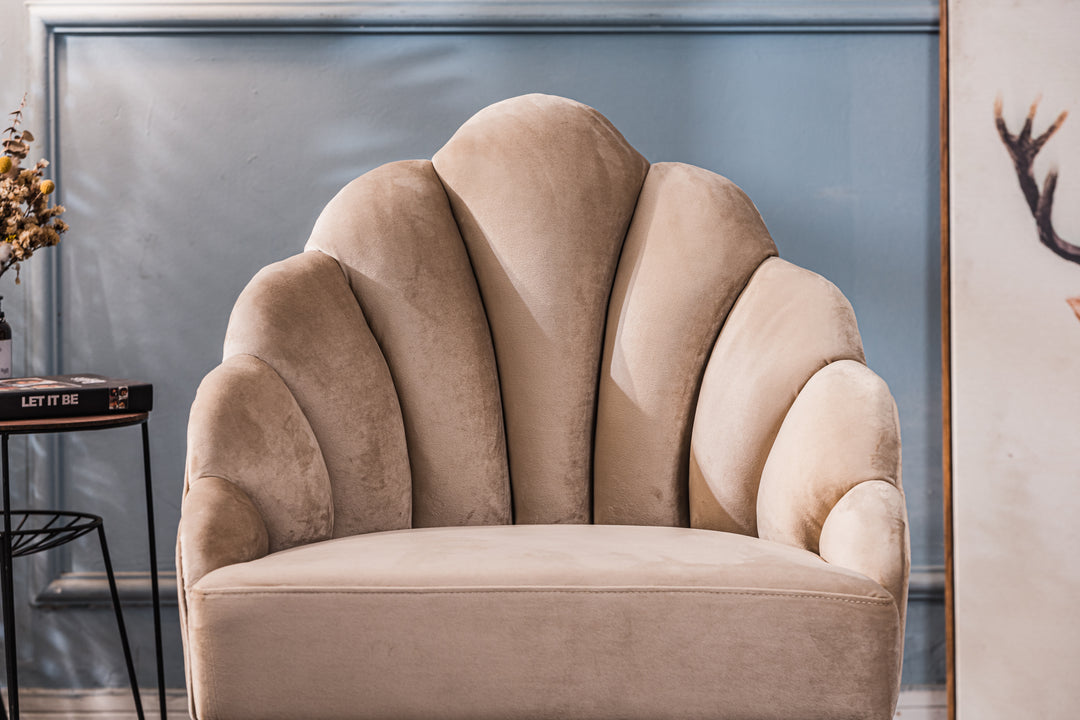 BOLGE Beige Lænestol i Velour og Metal