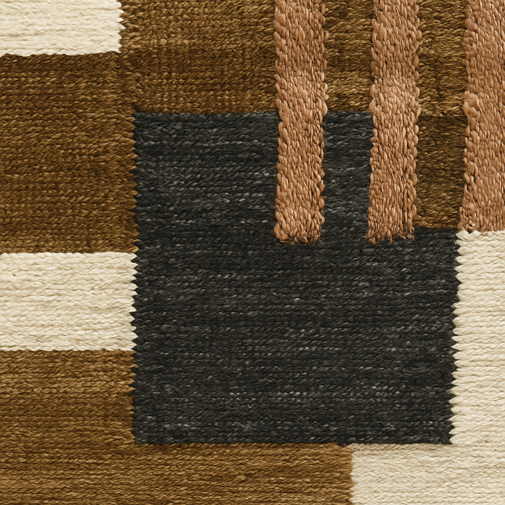KOLARI Rektangulært bomuldstæppe med brune og beige mønstre 180 x 120 cm