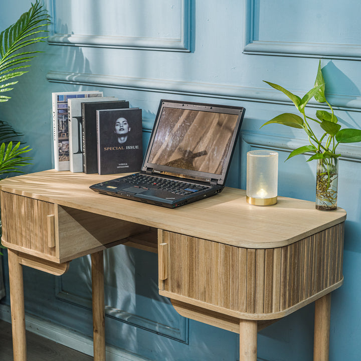 TOYAMA skrivebord i asketræ – moderne design med praktisk opbevaring