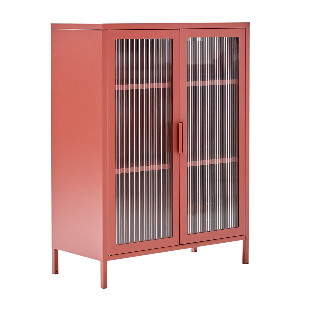 SKIEN skænk med 2 glaslåger – Terracotta
