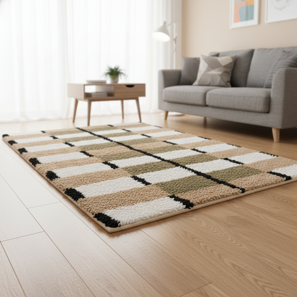 VAXJO håndvævet tæppe i økologisk bomuld – Flerfarvet 90 x 60 cm