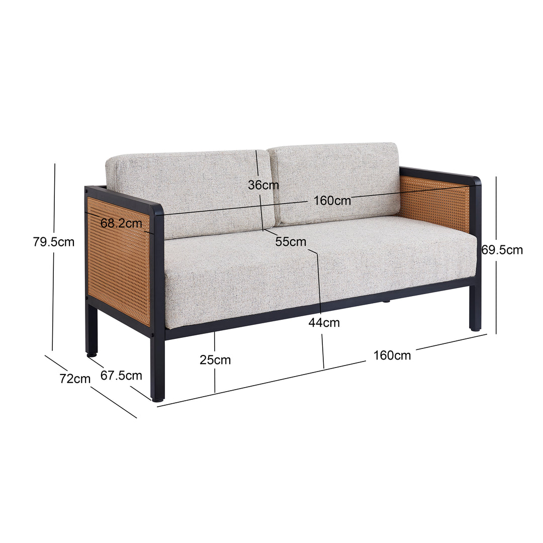 SOFOREBRO 3-personers sofa i flet og hvid bouclé