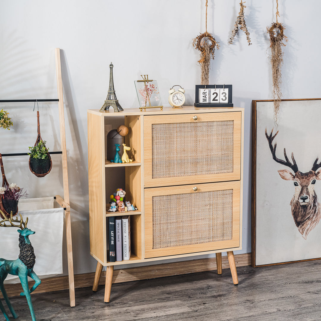 TOKAI entrémøbel med skuffer – bøgetræ, rattan og skandinavisk design
