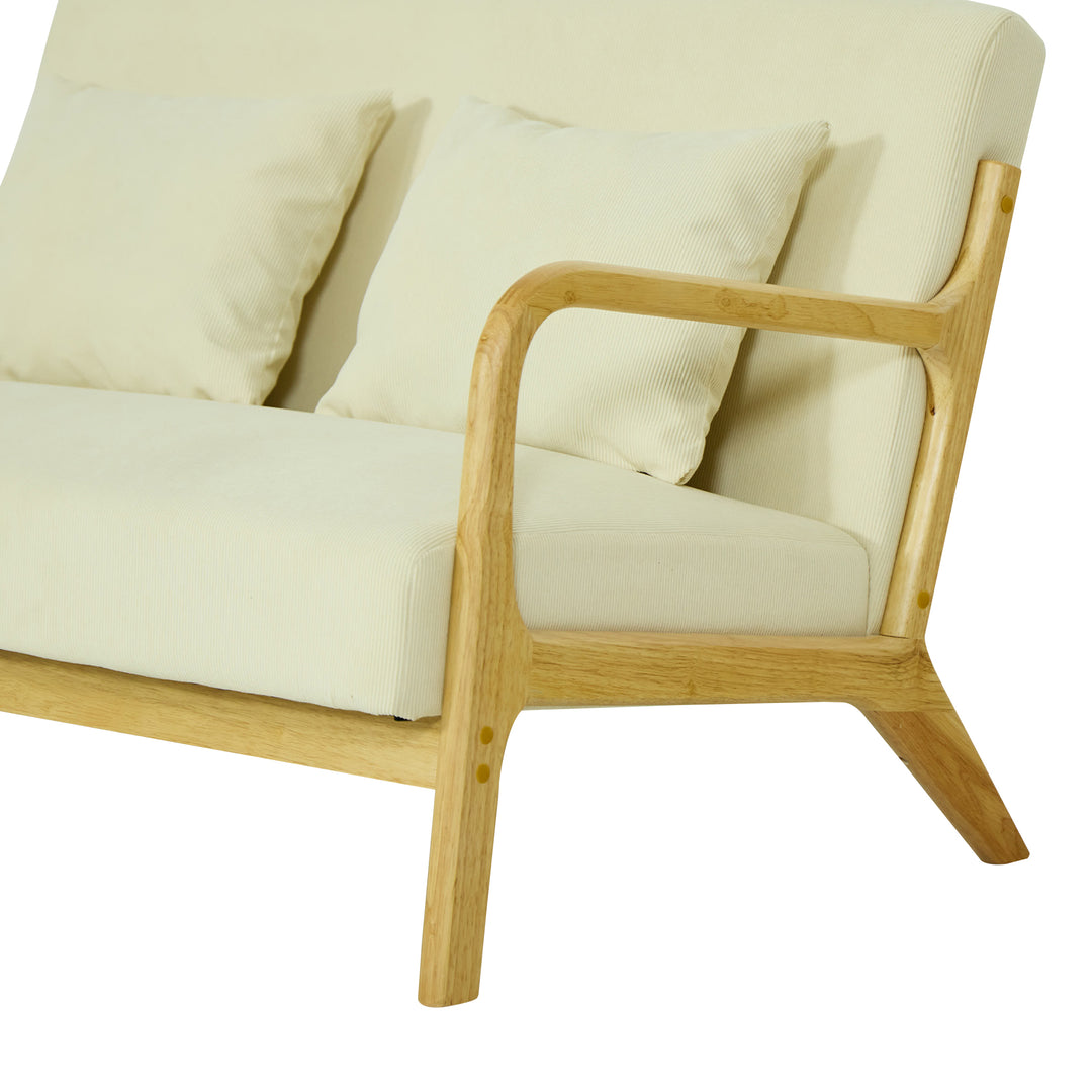 OHAMA2SEATERS 2-personers sofabænk i massivt træ og beige fløjl